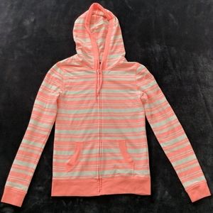Gap Neon Pink Striped Zip-Up Hoodie